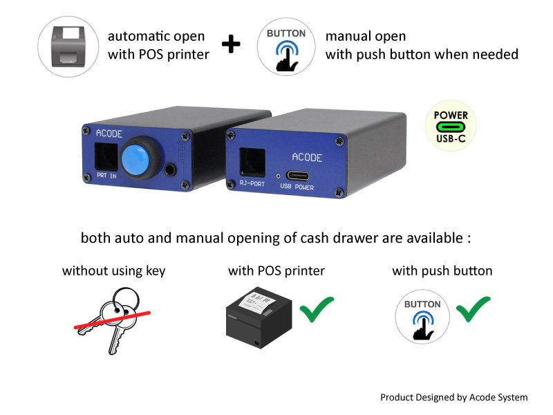 BUDDY-Printer-Push-Button-Cash-Drawer-Trigger-2in1-auto-manual-open-cash-drawer