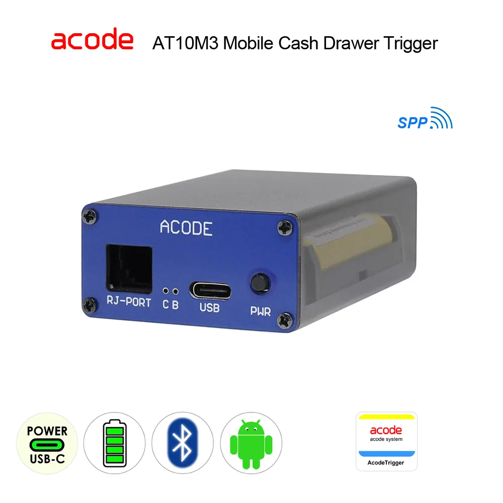AT10M3 Battery Cash Drawer Trigger with Bluetooth and AcodeTrigger Apps